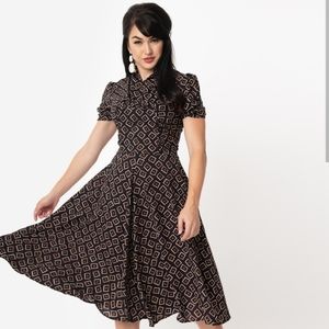 UV 1940s style black box camellia dress